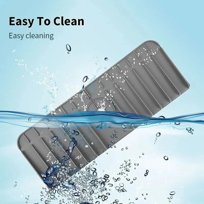 Silicone Faucet Mat | Dish Soap Sponge Holder & Sink Splash Guard Drain Pad