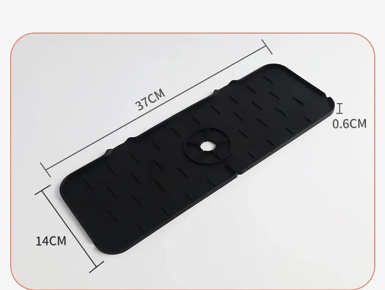 Silicone Kitchen Faucet Mat | Sink Splash Catcher & Countertop Drain Pad
