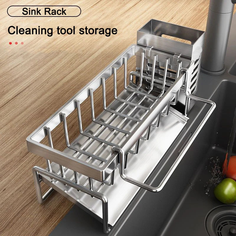 Sink Cleaning Tools Storage Rack | Stainless Steel Drain Rack for Sponge & Rag