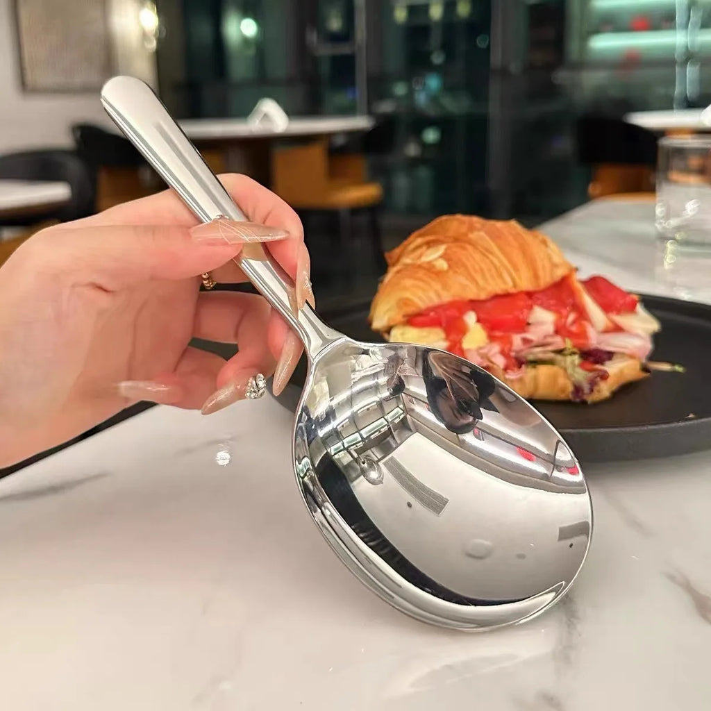 Stainless Steel Kitchen Serving Spoon & Colander | Heat-Resistant Handle with Drain Holes