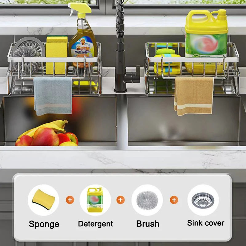 Sink Cleaning Tools Storage Rack | Stainless Steel Drain Rack for Sponge & Rag