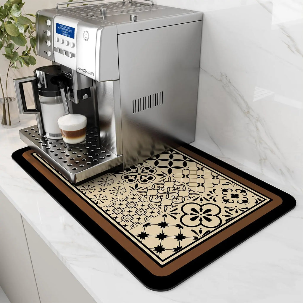 Coffee Machine Mat | Rubber Backing Water-Absorbent Dish Drying Pad & Kitchen Drainage Mat