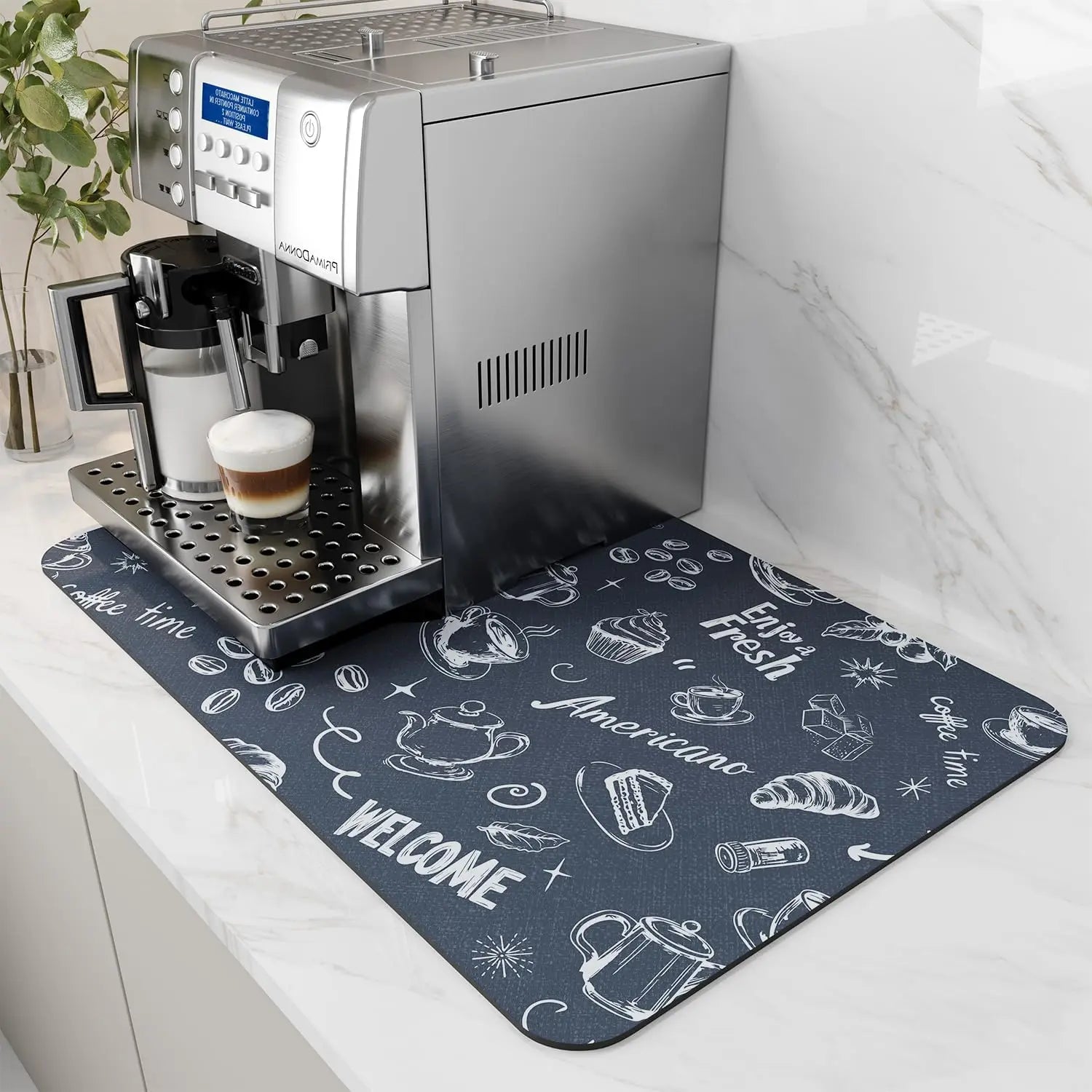 Coffee Machine Mat | Rubber Backing Water-Absorbent Dish Drying Pad & Kitchen Drainage Mat