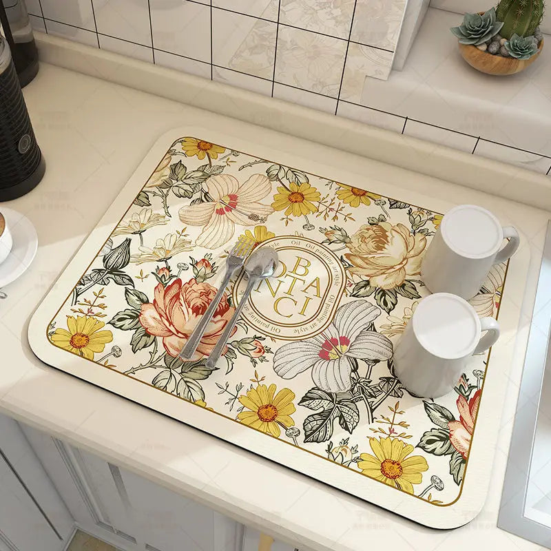 Super Absorbent Large Kitchen Mat | Anti-Slip Dish Drying & Drain Pad for Tableware