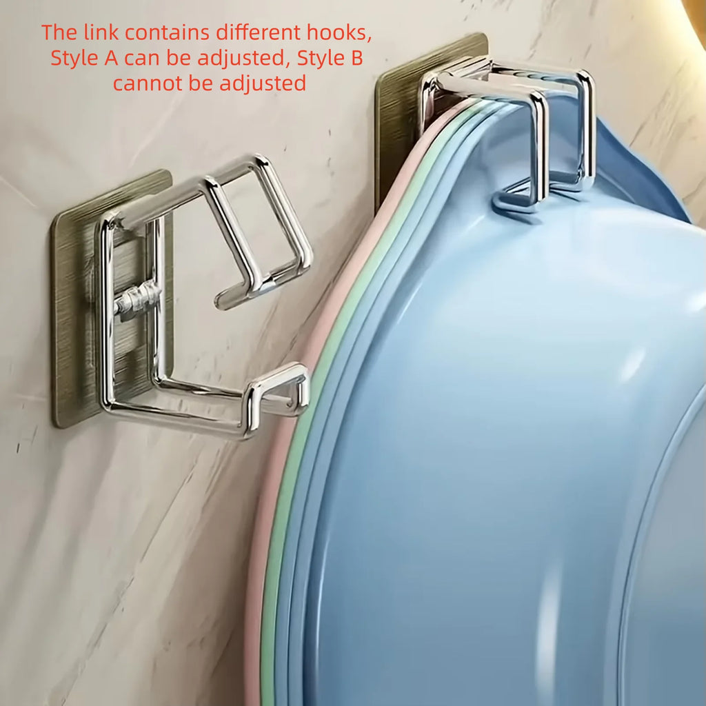Stainless Steel Washbasin Hook | Punch-Free Kitchen & Bathroom Storage Rack
