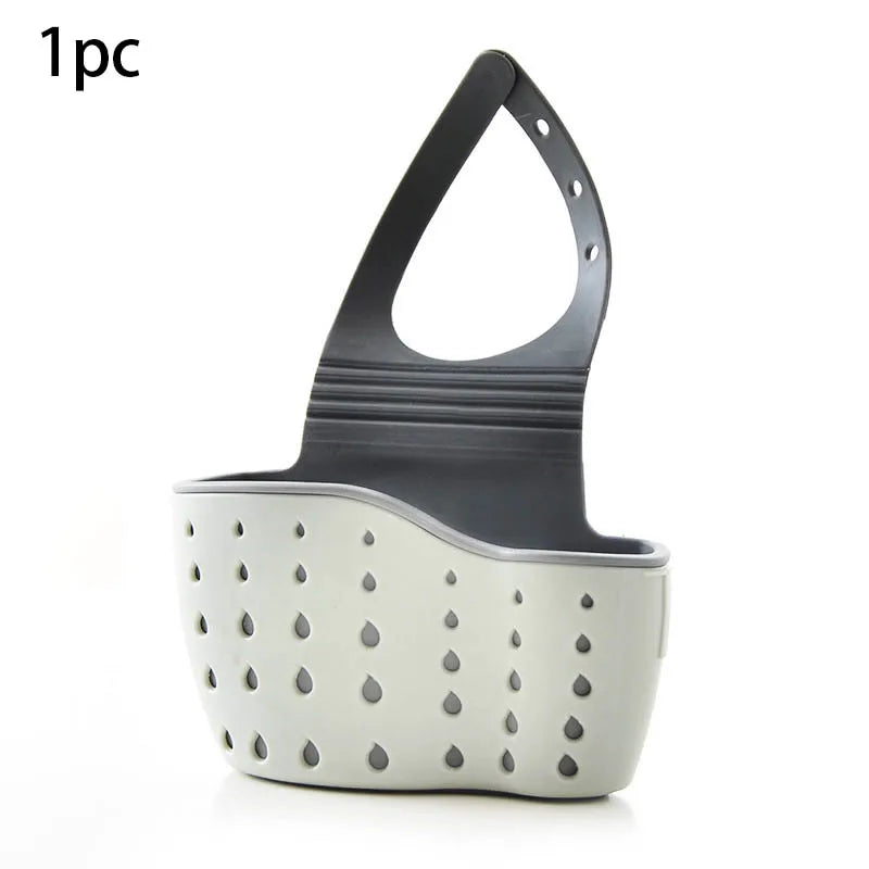 Sink Draining Hanging Basket | Adjustable Rubber Soap Sponge Shelf & Faucet Holder