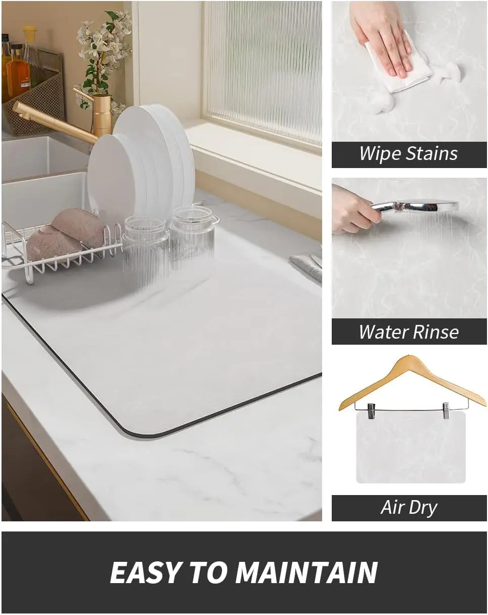 Coffee Machine Mat | Rubber Backing Water-Absorbent Dish Drying Pad & Kitchen Drainage Mat
