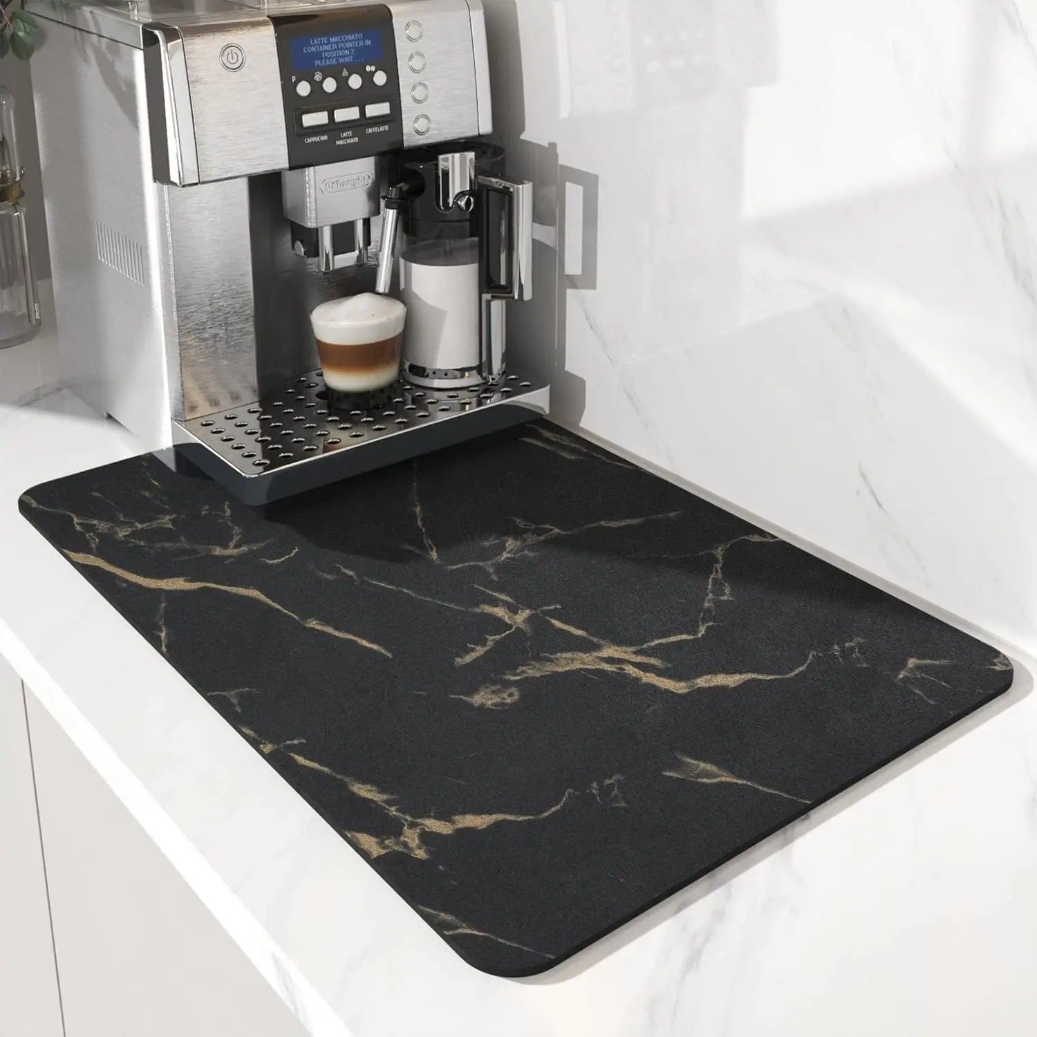 Coffee Machine Mat | Rubber Backing Water-Absorbent Dish Drying Pad & Kitchen Drainage Mat