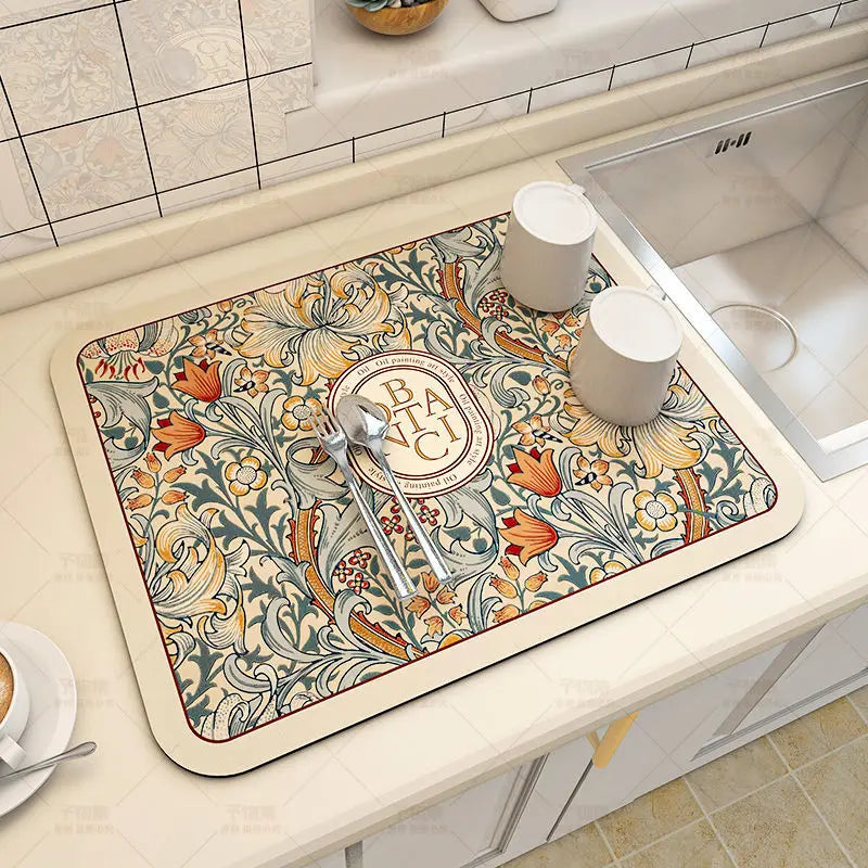 Super Absorbent Large Kitchen Mat | Anti-Slip Dish Drying & Drain Pad for Tableware