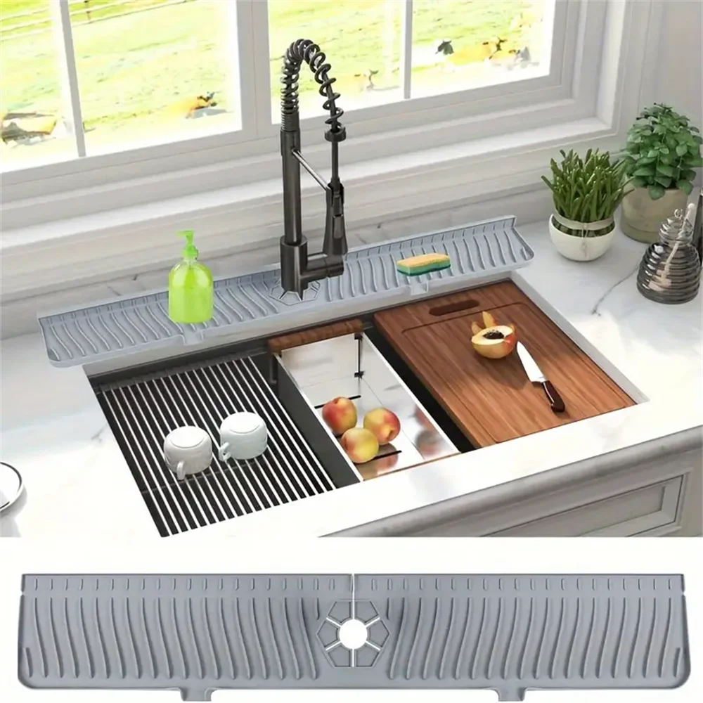 Silicone Sink Drain Mat | Kitchen Faucet Splash Guard & Countertop Protector