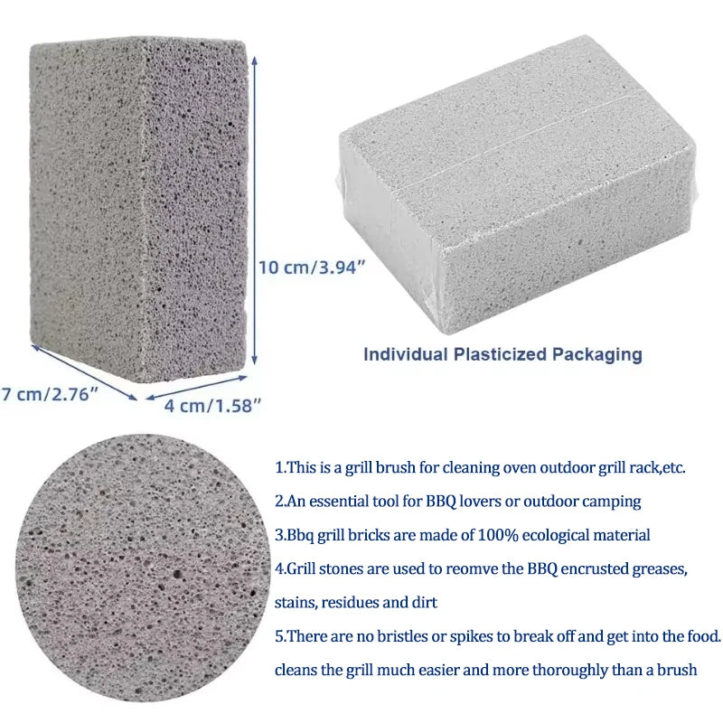 BBQ Grill Cleaning Brick Block | Grill Stone Rack Stains & Grease Cleaner