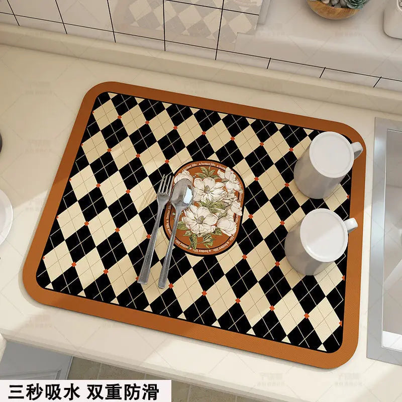 Super Absorbent Large Kitchen Mat | Anti-Slip Dish Drying & Drain Pad for Tableware