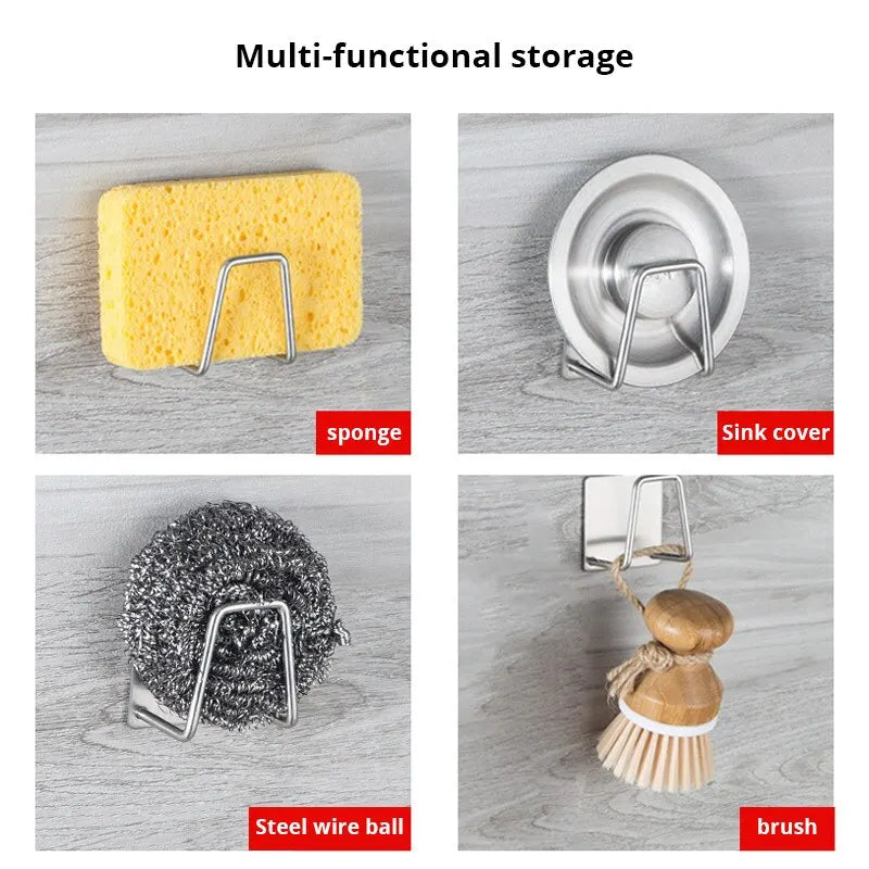 Stainless Steel Sink Sponge Rack | Inner Wall Drain Holder for Kitchen