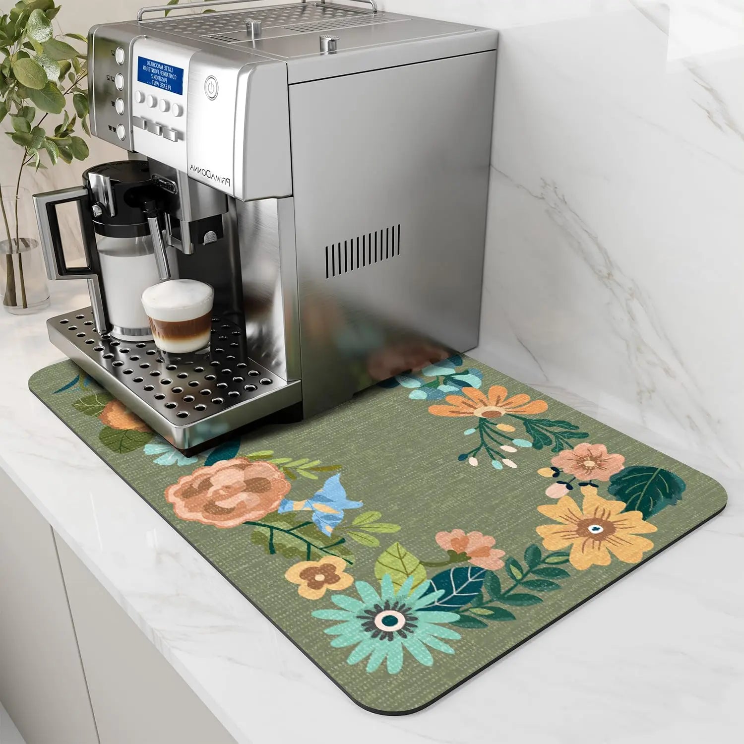 Coffee Machine Mat | Rubber Backing Water-Absorbent Dish Drying Pad & Kitchen Drainage Mat